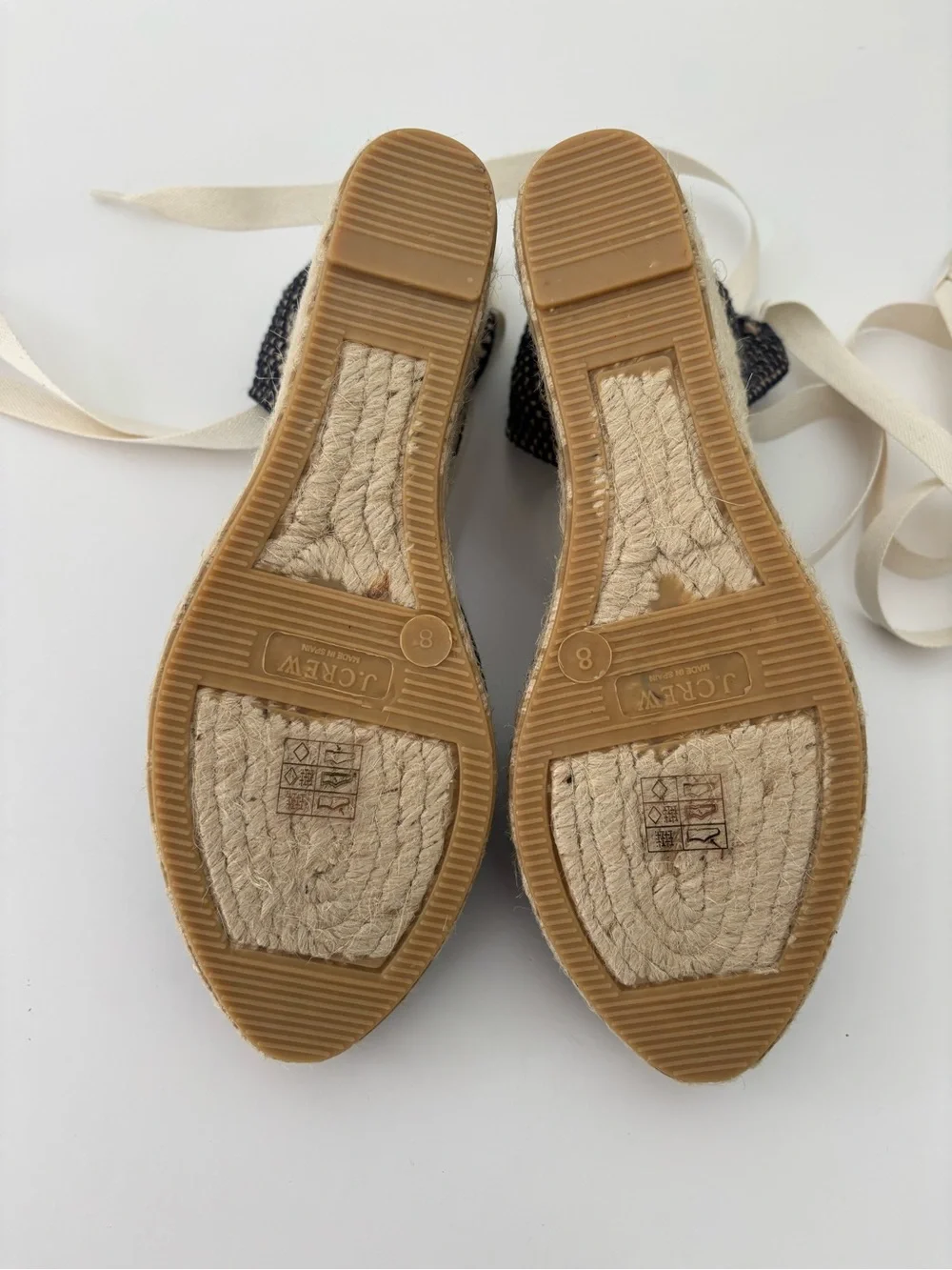 J.Crew Crochet Lace-Up Espadrille Wedges NWT Navy Cottagecore Size 8